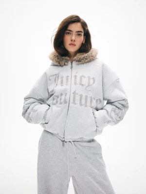 Bershka Dwustronna Kurtka Z Kapturem Juicy Couture X Bershka Kobieta Szary