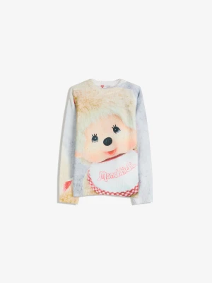 Bershka Dzianina Monchhichi Z Nadrukiem Kobieta Xs-S Biały