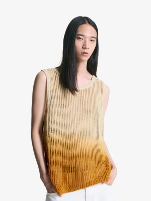 Bershka Dzianinowa Kamizelka Mężczyzna Beżowy