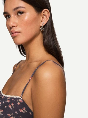 Bershka Dziewięciopak Kolczyków Kobieta Srebrny