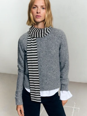 Bershka Ekstra Długi Szal Z Nadrukiem Kobieta Czarny