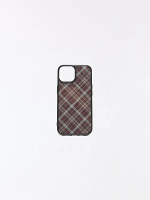 Bershka Etui Na Telefon W Kratkę Kobieta Iphone 17 Brązowy