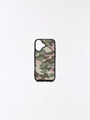 Bershka Etui Na Telefon Z Nadrukiem Kobieta Iphone 16 Khaki