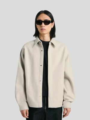 Bershka Flanelowa Koszula Wierzchnia Boxy Mężczyzna Piaskowy