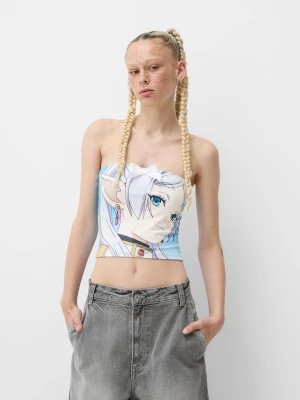 Bershka Top Bandeau Frieren Kobieta Niebieski