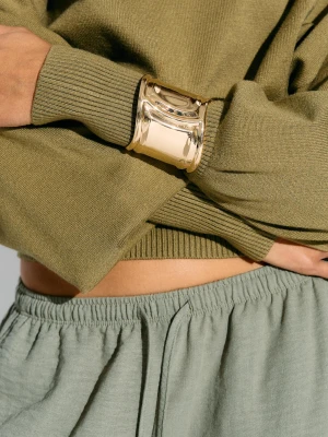 Bershka Gładka Bransoletka Cuff Kobieta Złoty
