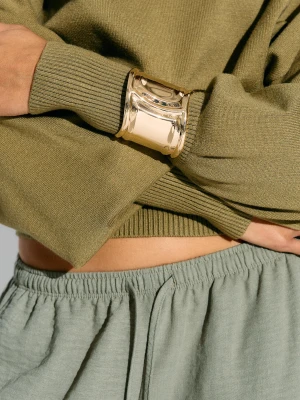 Bershka Gładka Bransoletka Cuff Kobieta Złoty