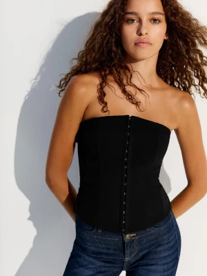 Bershka Gorsetowy Top Bandeau Kobieta Czarny