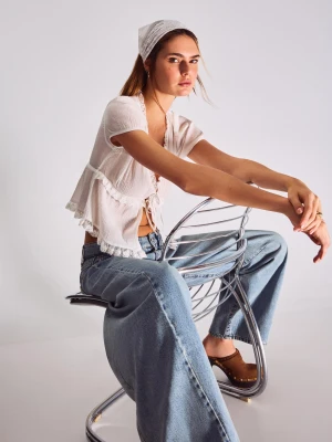 Bershka Haftowana Bandana Do Włosów Kobieta Biały