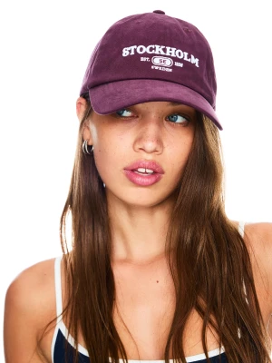 Bershka Haftowana Czapka Kobieta Rubinowy