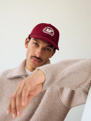 Zdjęcie produktu Bershka Haftowana Czapka Mężczyzna Bordowy