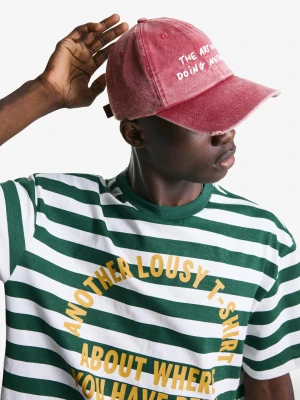 Bershka Haftowana Czapka Mężczyzna Bordowy