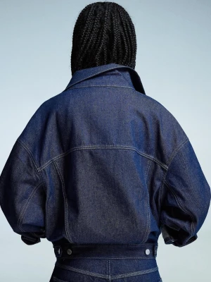 Bershka Jeansowa Kurtka Oversize Kobieta Granatowy