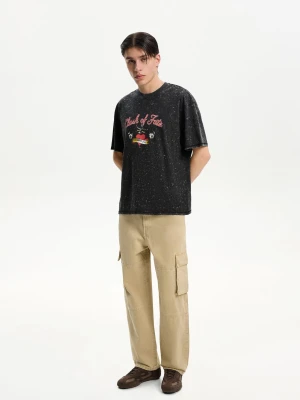 Bershka Jeansy Baggy Cargo Mężczyzna Wielbłądzi