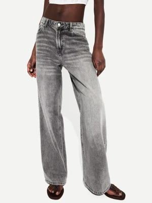 Bershka Jeansy Baggy Kobieta Ciemnoszary