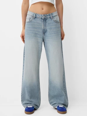 Bershka Jeansy Baggy Kobieta Jasnoniebieski