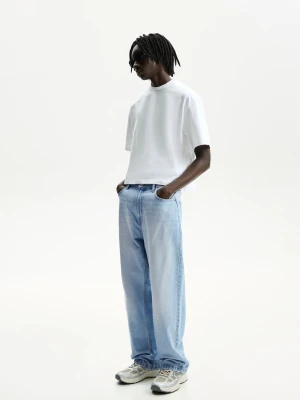 Bershka Jeansy Baggy Mężczyzna Jasnoniebieski