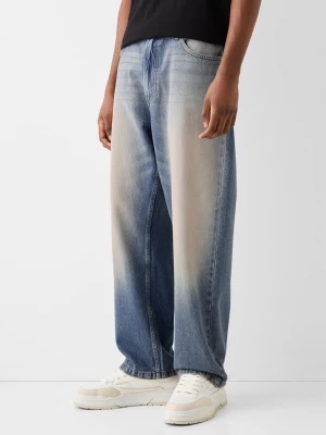 Bershka Jeansy Baggy Mężczyzna Wyblakły Niebieski