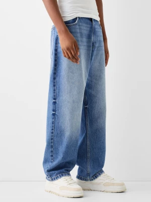 Bershka Jeansy Baggy Mężczyzna Wyblakły Niebieski