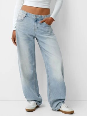 Bershka Jeansy Balloon Fit Baggy Kobieta Wyblakły Niebieski