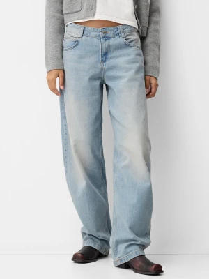 Bershka Jeansy Balloon Fit Baggy Kobieta Wyblakły Niebieski