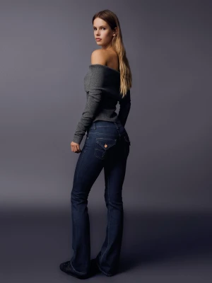 Bershka Jeansy Bootcut Kobieta Granatowy