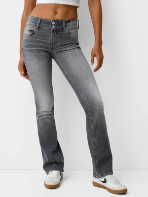 Bershka Jeansy Bootcut Low Waist Kobieta Ciemnoszary