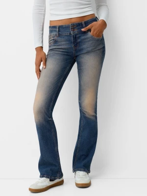 Bershka Jeansy Bootcut Low Waist Kobieta Niebieski