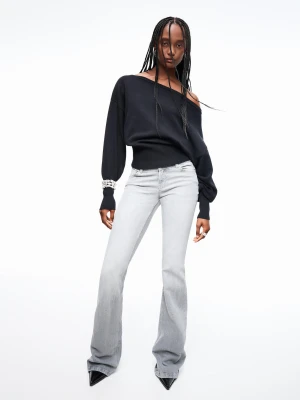 Bershka Jeansy Bootcut Low Waist Kobieta Szary