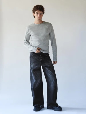 Bershka Jeansy Bootcut Mężczyzna Czarny