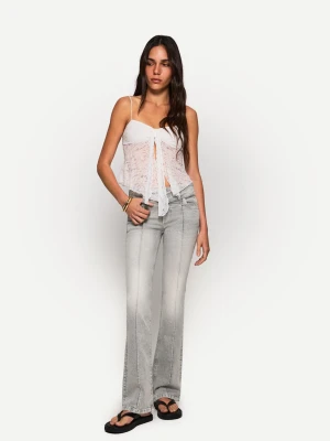 Bershka Jeansy Bootcut Z Niskim Stanem Kobieta Ciemnoszary