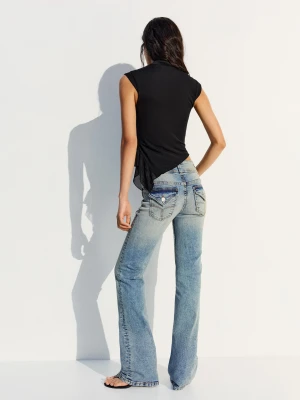 Bershka Jeansy Bootcut Z Niskim Stanem Kobieta Wyblakły Niebieski