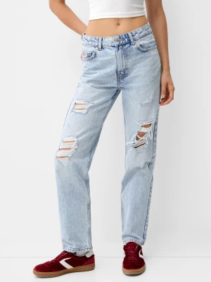 Bershka Jeansy Do Kostki Kobieta Jasnoniebieski