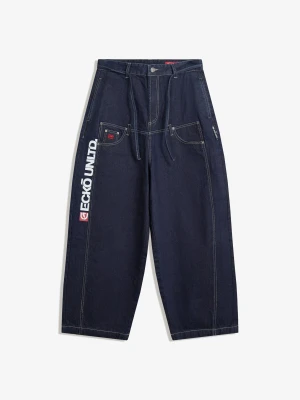 Bershka Jeansy Ecko Unltd O Kroju Super Baggy Mężczyzna Granatowy