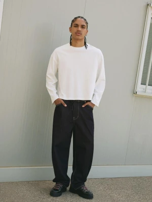 Bershka Jeansy Jogger O Kroju Baggy Mężczyzna Granatowy
