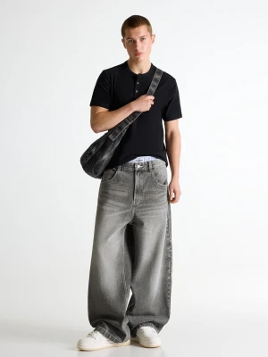 Bershka Jeansy Megabaggy Mężczyzna Szary