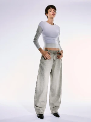 Bershka Jeansy O Kroju Baggy Balloon Kobieta Szary