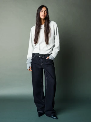 Bershka Jeansy O Kroju Baggy Barrel Kobieta Granatowy