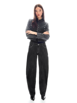 Bershka Jeansy O Kroju Baggy Barrel Z Niskim Stanem Kobieta Czarny