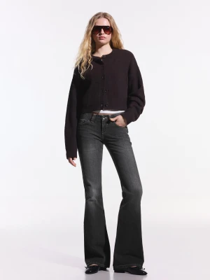 Bershka Jeansy O Kroju Baggy Flare Z Niskim Stanem Kobieta Srebrny