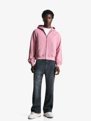 Bershka Jeansy O Kroju Baggy Flare Mężczyzna Niebieski