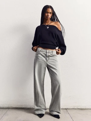 Bershka Jeansy O Kroju Baggy Kobieta Szary