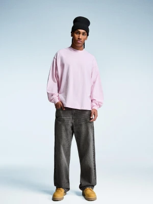 Bershka Jeansy O Kroju Baggy Mężczyzna Ciemnoszary