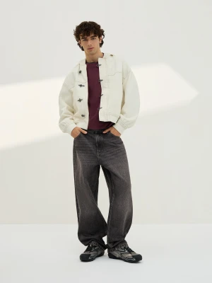 Bershka Jeansy O Kroju Baggy Mężczyzna Ciemnoszary