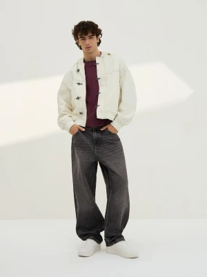 Bershka Jeansy O Kroju Baggy Mężczyzna Ciemnoszary