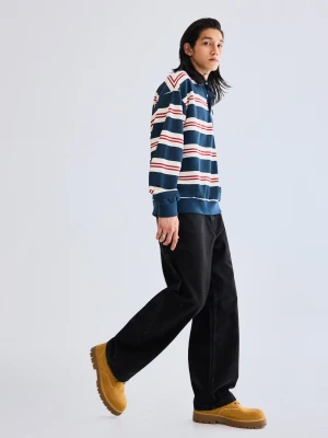 Bershka Jeansy O Kroju Baggy Mężczyzna Czarny