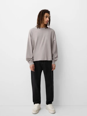 Bershka Jeansy O Kroju Baggy Mężczyzna Czarny