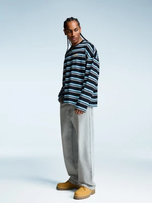 Bershka Jeansy O Kroju Baggy Mężczyzna Jasnoniebieski