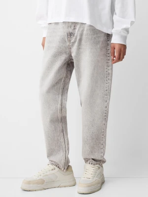 Bershka Jeansy O Kroju Baggy Mężczyzna Szary