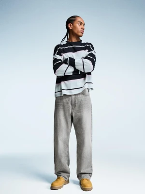 Bershka Jeansy O Kroju Baggy Mężczyzna Szary